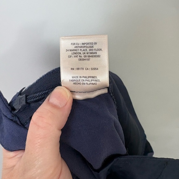 Anthropologie Elevenses Wide Leg Pleated Navy Blue Trousers - Picture 6 of 6